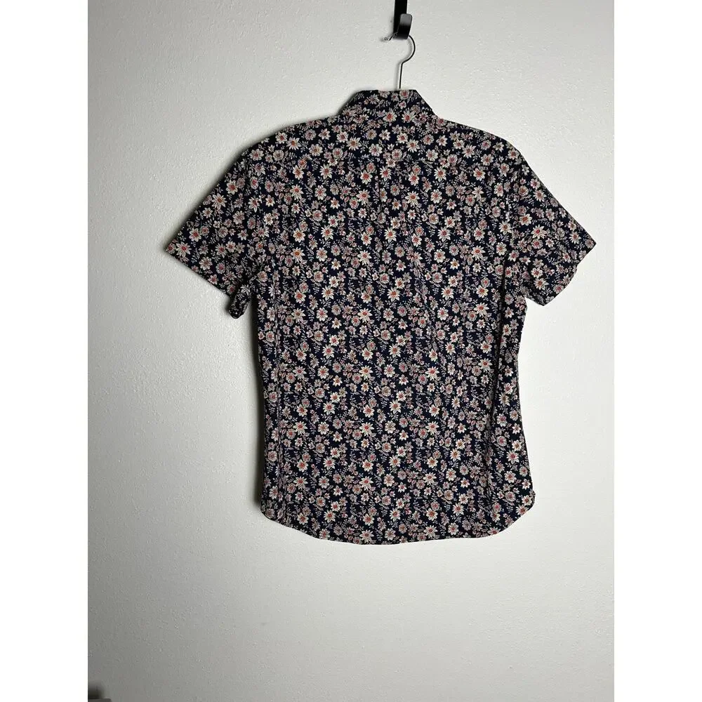 J Crew Men’s Floral Button Down Organic Cotton Shirt Classic Fit Medium